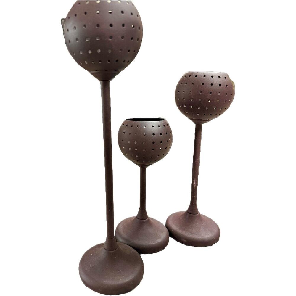 AT Home America 3-Piece Set Metal Tealight Candle Holders - 6", 10", 13"